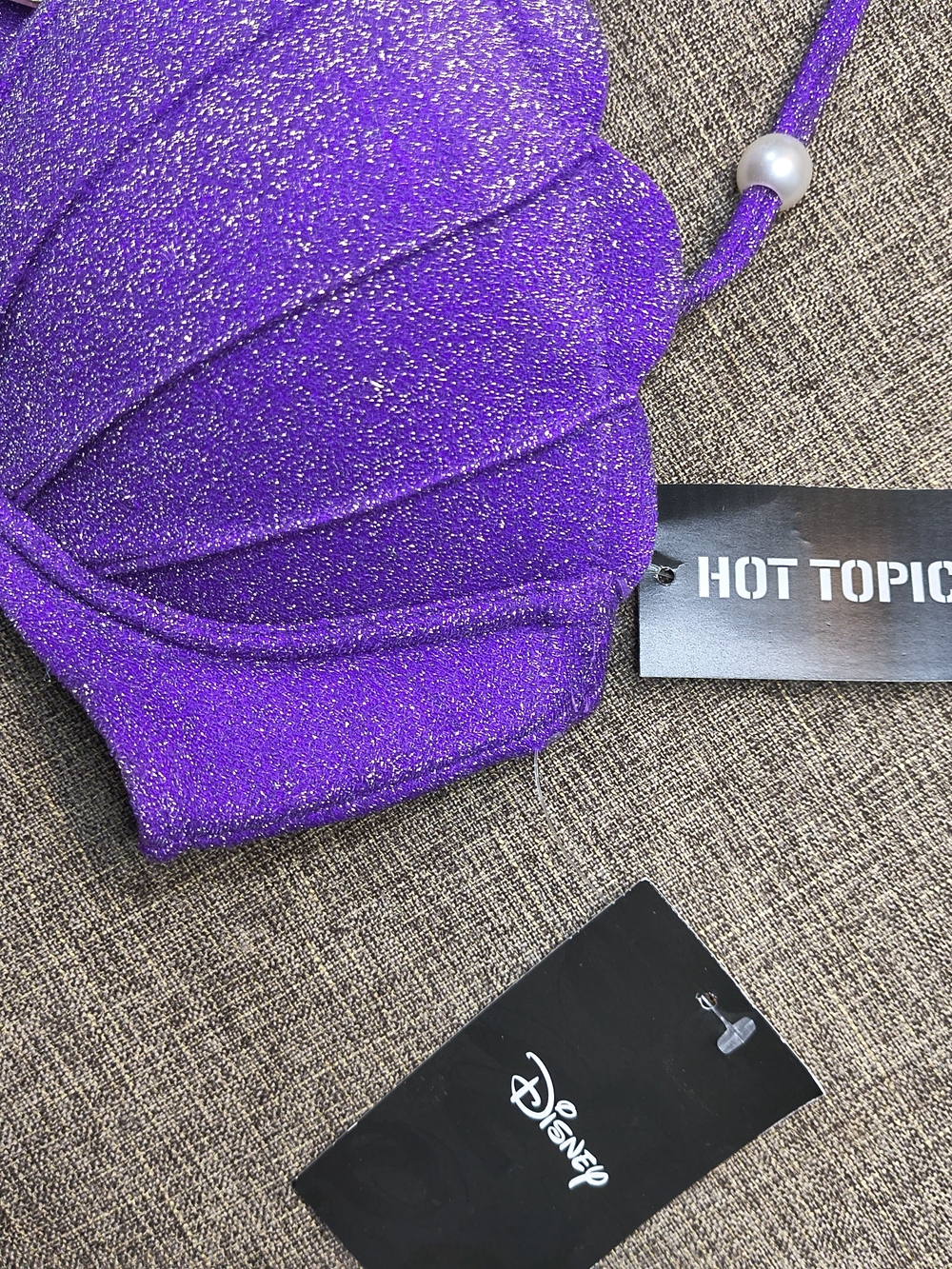 Hot Topic Purple Glitter Seashell Halter Top with Pearl Detail - Picture 4 of 6